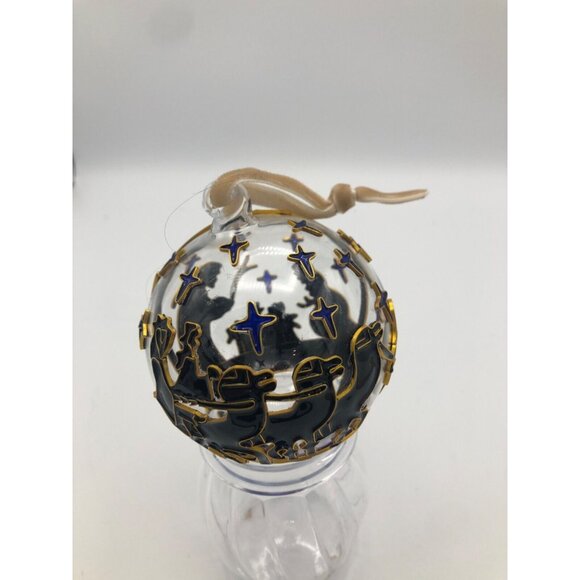 Pier 1 Christmas Ornament Glass Cloisonne Gold Blown Ball Nativity Three Kings - Picture 4 of 9